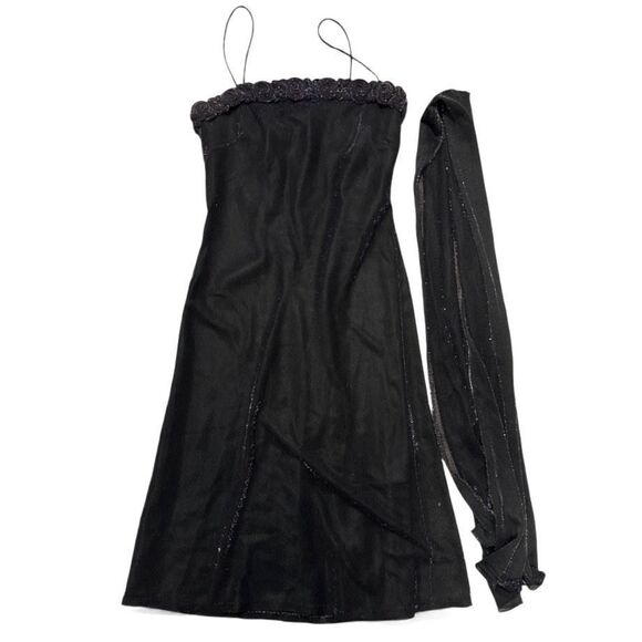 Vintage Jump Dress Y2K 90s Whimsigoth sz 9/10 Spaghetti Strap w/ Scarf Made USA - Picture 1 of 8